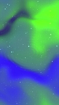 Abstract background featuring glowing green and blue northern lights with starry night sky.