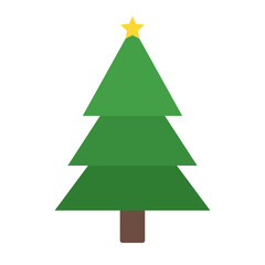 Obraz premium Flat vector illustration of a Christmas tree with a yellow star on top