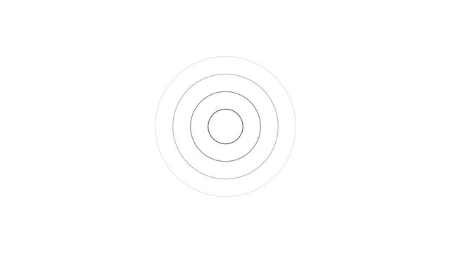 spiral radio wave station signal animation on black background. Radio Waves in Circle Form, Radio wave signal and sound wave signal, radar animated. Technology radio waves signal icon animatio