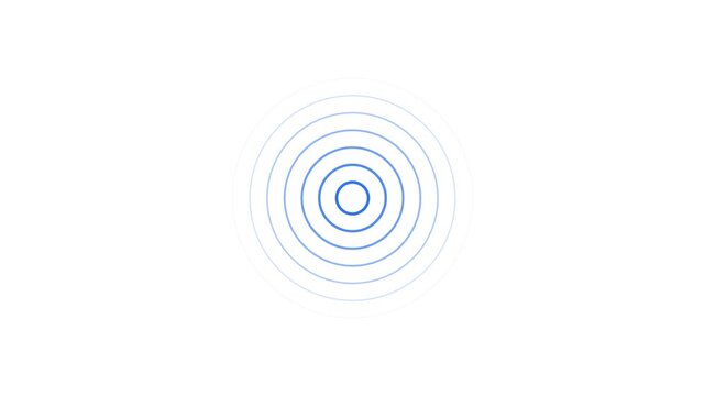 spiral radio wave station signal animation on black background. Radio Waves in Circle Form, Radio wave signal and sound wave signal, radar animated. Technology radio waves signal icon animatio