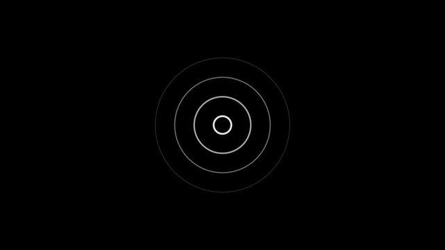 Digital Radio wave circle background. Radio station signal icon 4k animation. Simple White Concentric Circles on Black Background Keywords: circle, concentric, geometric,