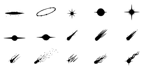 Minimalist Cosmic Space Comet Starburst Silhouette Vector Graphic © Hamidkamboh