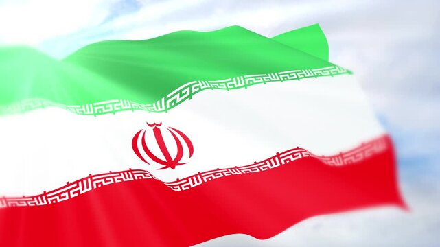 Iran Flag Seamless Loop 4k 60fps on Sky Background