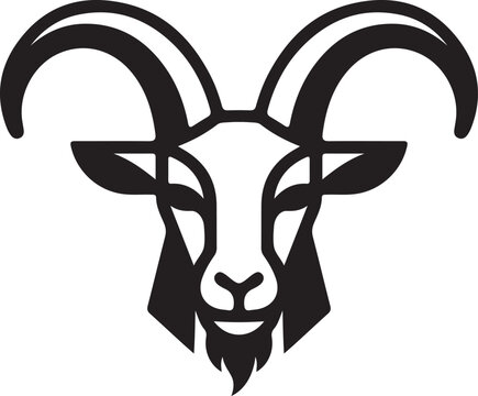 Minimalist goat head line art emblem with minimalist illustration creative masculine strength