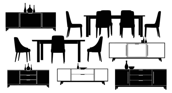 Mid century modern dining room furniture silhouettes with collection black silhouettes silhouettes line drawings interior design black white