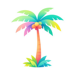 Obraz premium PNG Vibrant tropical palm tree illustration.