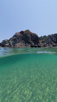 Clear Sea Water Split View at Silistar Beach in Bulgaria