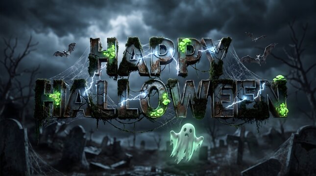 Happy halloween spooky text design