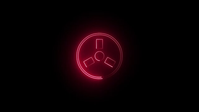 Red neon circular loading icons on a dark background with subtle camera movement and a sense of progression
