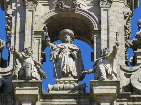 Statue of the Apostle James in Santiago de Compostela Cathedral, Camino de Santiago Jubilee