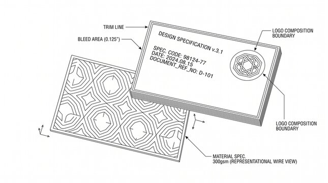 Technical blueprint business card mockup