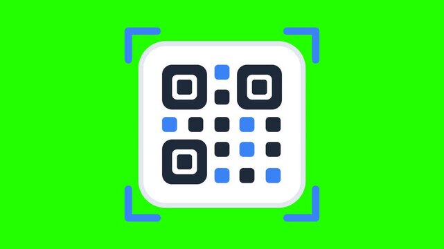 Scanning QR code illustration with bright green background and digital elements