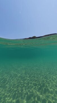 Clear Sea Water Split View at Silistar Beach in Bulgaria