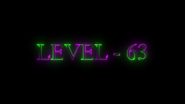 Cyberpunk Neon Light Level 63 Text Animation Gaming Interface HUD Element Video Game Achievement Overlay