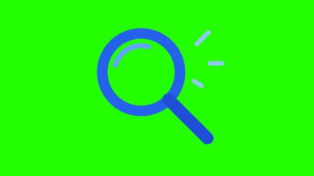 Vibrating Blue Magnifying Glass Search Icon with Smooth Animation on Green Screen