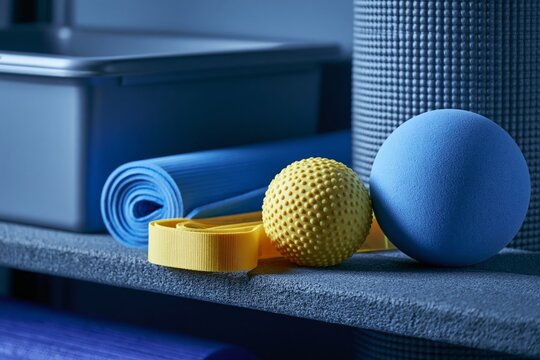 Grip Balls and Strap Kit for Adaptive Fitness on Studio Shelf