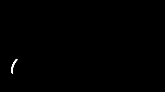 Clean, simple, minimalist line art animation; a smooth, upward-curving line forming a semicircle in the left corner, copy space, black background