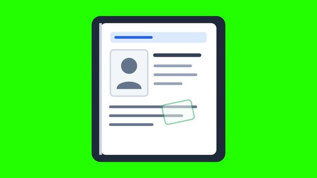 Professional resume profile icon vector design with avatar and text on green backdrop