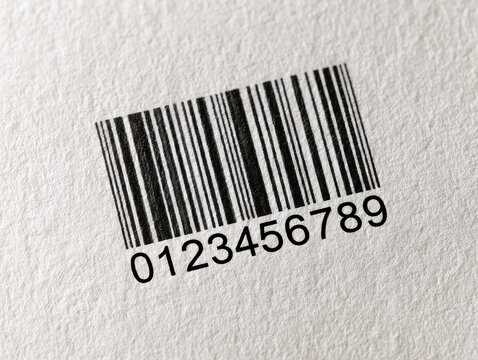 A barcode label with numbers isolated on white background