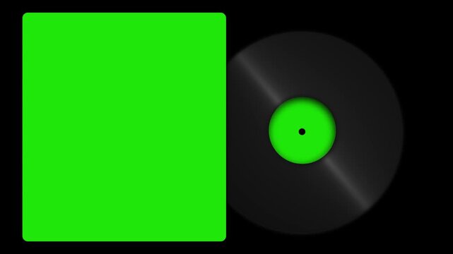 Green screen vinyl record background black disc, chroma panel, and clean music display layout. video editing, song promos, DJ visuals, album presentations, social reels, and media templates.