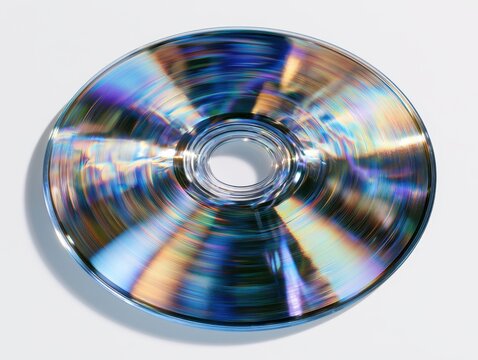 Shiny iridescent compact disc isolated on white background