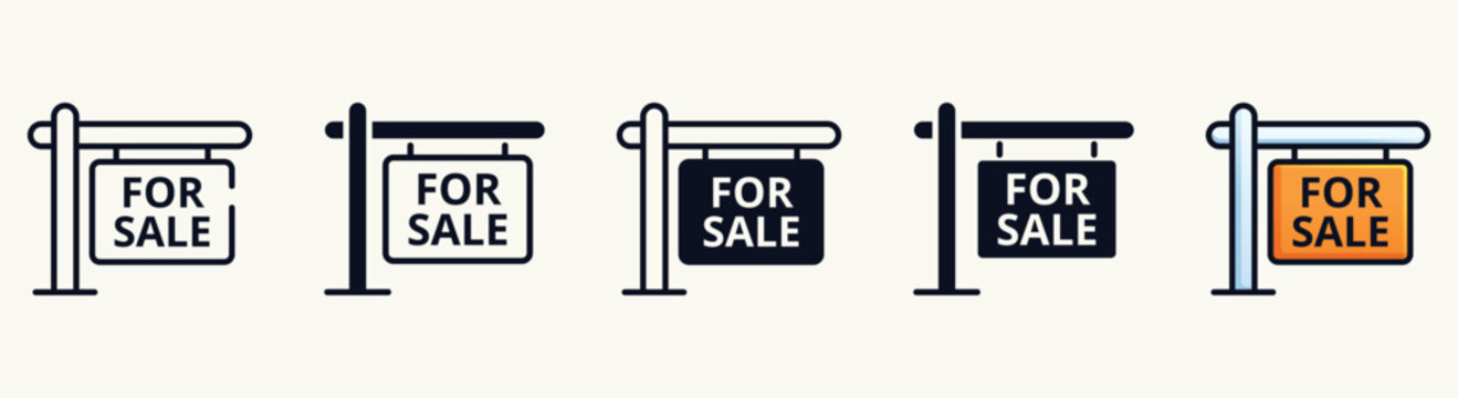 For Sale Sign Elements Set