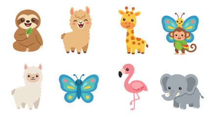 Fototapeta premium Cute cartoon animals collection