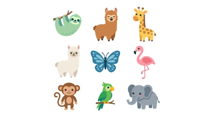 Fototapeta premium Cute cartoon animals collection