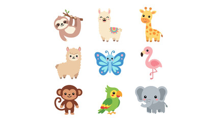 Fototapeta premium Cute cartoon animals collection