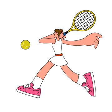 Simple Style Illustration of Women Tennis Player