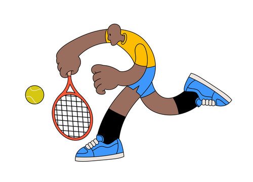 Tennis Player in Flat Simple Style