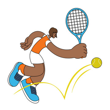 Women Tennis Player in Simple Flat Style