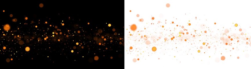 Golden Stardust And Bokeh Along The Bottom Of Black Background © ellyson