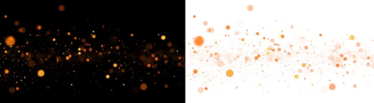 Golden Stardust And Bokeh Along The Bottom Of Black Background