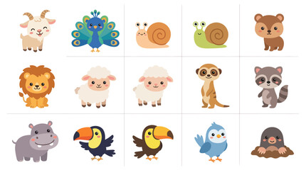 Fototapeta premium Cute cartoon animals collection