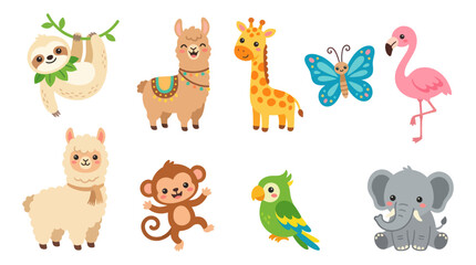 Fototapeta premium Cute cartoon animals collection