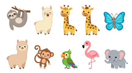 Fototapeta premium Cute cartoon animals collection