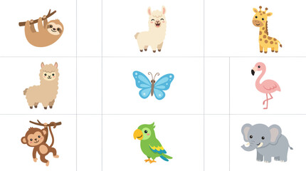 Obraz premium Cute cartoon animals collection