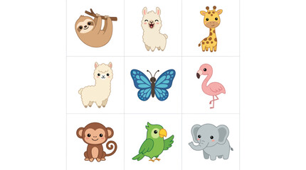Obraz premium Cute cartoon animals collection