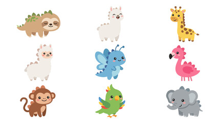 Obraz premium Cute cartoon animals collection