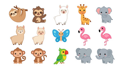 Fototapeta premium Cute cartoon animals collection