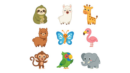 Fototapeta premium Cute cartoon animals collection