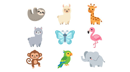 Fototapeta premium Cute cartoon animals set