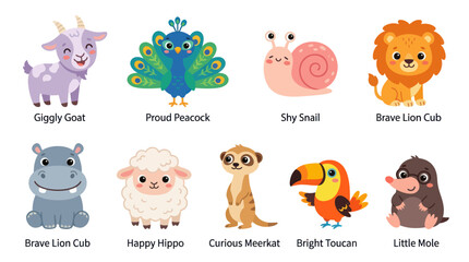 Cute cartoon animals collection isolated © Ganesha