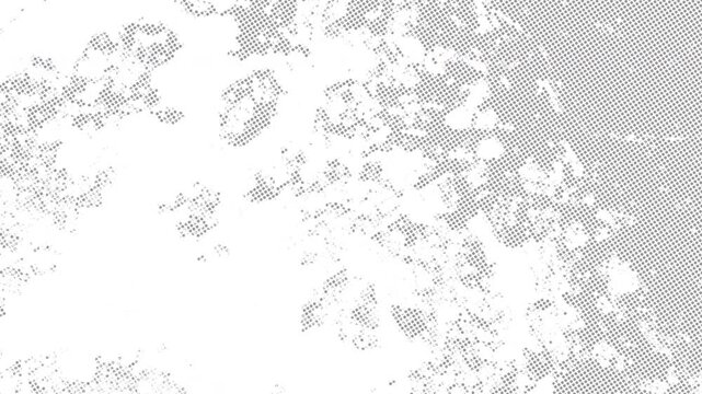 White halftone dot grunge texture vintage retro paper print pattern background overlay. Creative vintage paper style overlay featuring White Halftone Dot Grunge Texture. Seamless loop animation.