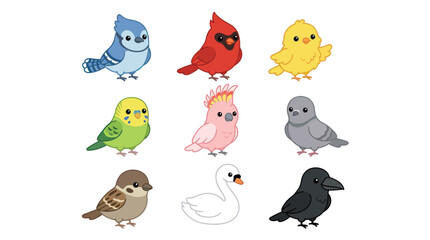 Cute cartoon bird collection © Geovani