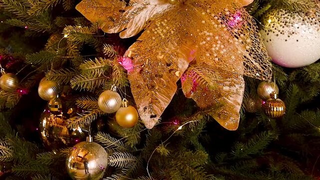 Close-up of New Year and Christmas decorations in an old village house.