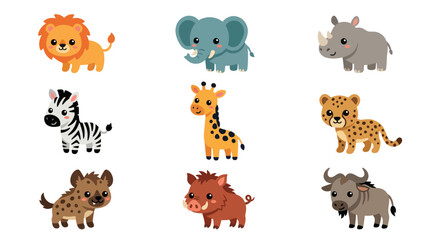 Cute cartoon safari animals collection © Hypequadrat
