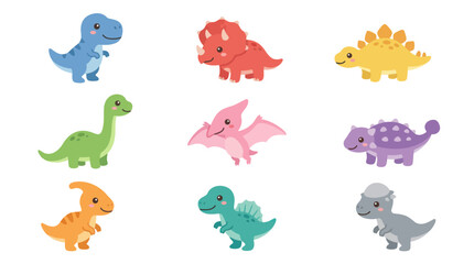 Cute cartoon dinosaur collection isolated © Geovani