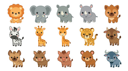 Cute cartoon safari animals collection © Hypequadrat